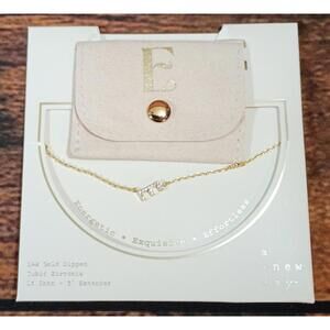 14k Gold‎ Dipped Cubic Zirconia Initial 'E' Necklace with Extender